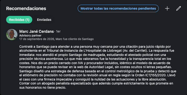 Captura de pantalla de la recomendación de Marc Jané en LinkedIn - Parte 2